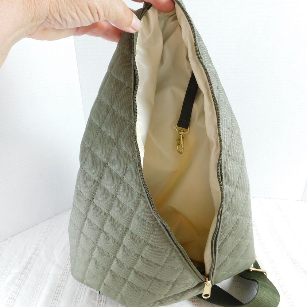 Canvelle Sling Army Green Purse Shoulder Bag Crossbody Waterproof Hiking MINT! - Picture 6 of 13